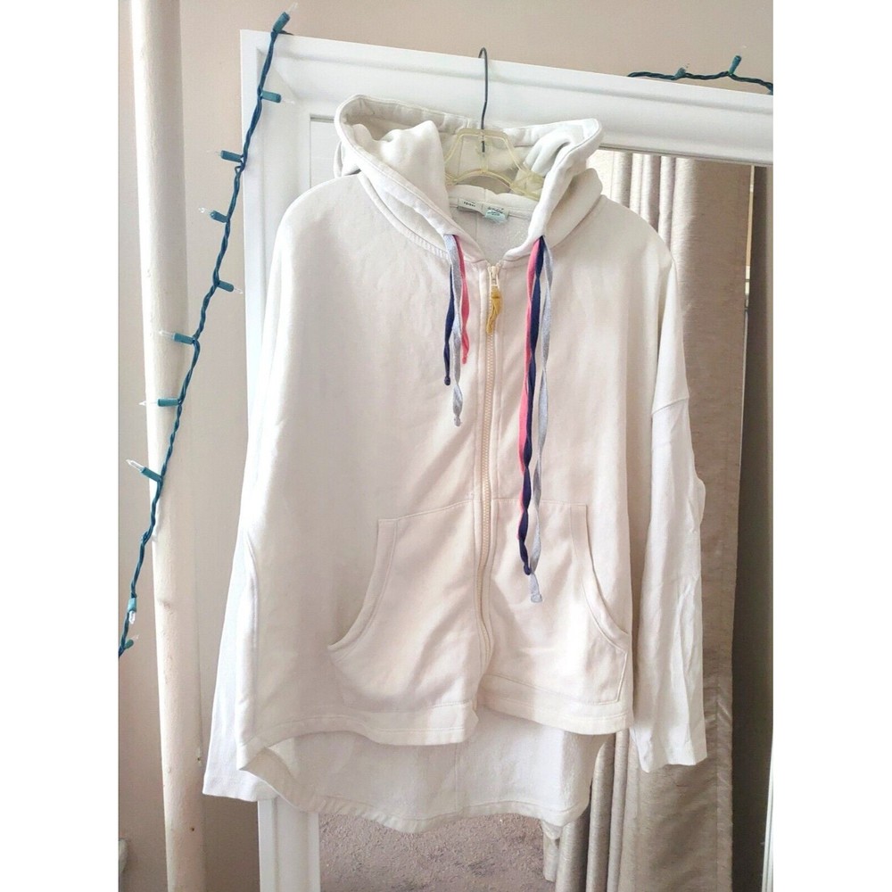 anthropologie saturday sunday Women's White Gray Hoodie Medium Cotton - Picture 3 of 7